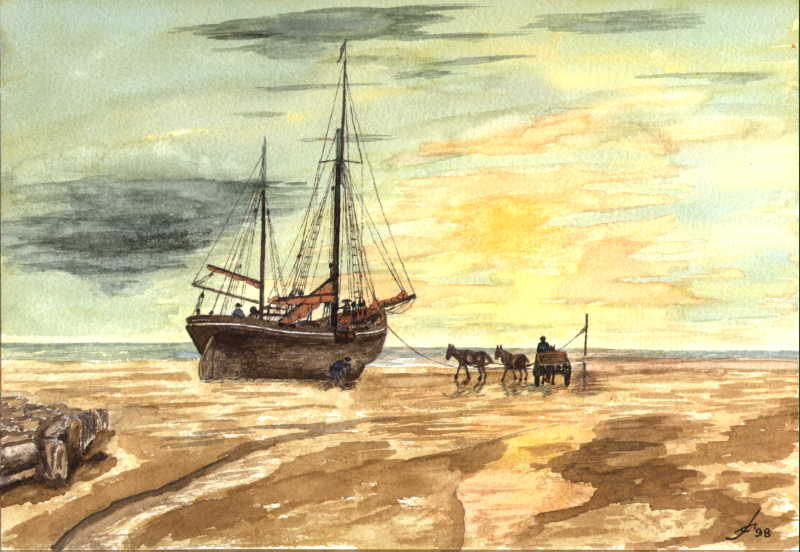 Collier Beached for Unloading